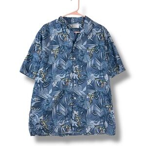 Primark Shirt Men's XL Blue Floral Viscose Button Down Short Sleeve Hawaiian